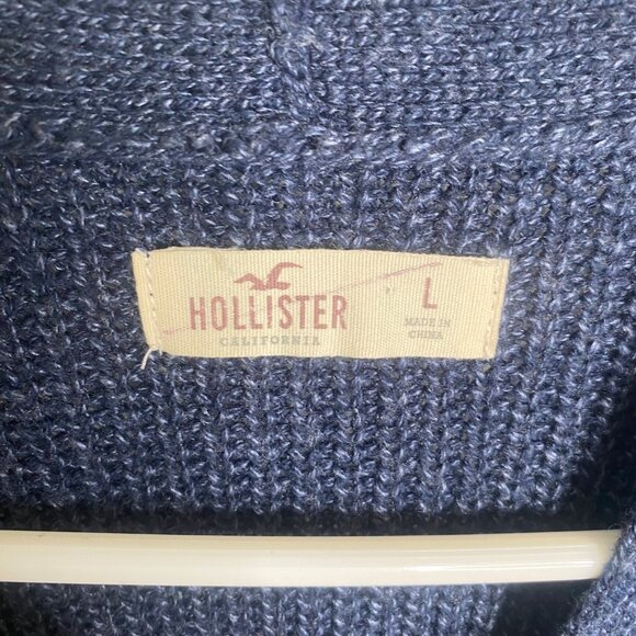 Hollister Cardigan Sweater Womens L Blue Button-Up Cotton Blend Preppy Grandmaco - Picture 3 of 10